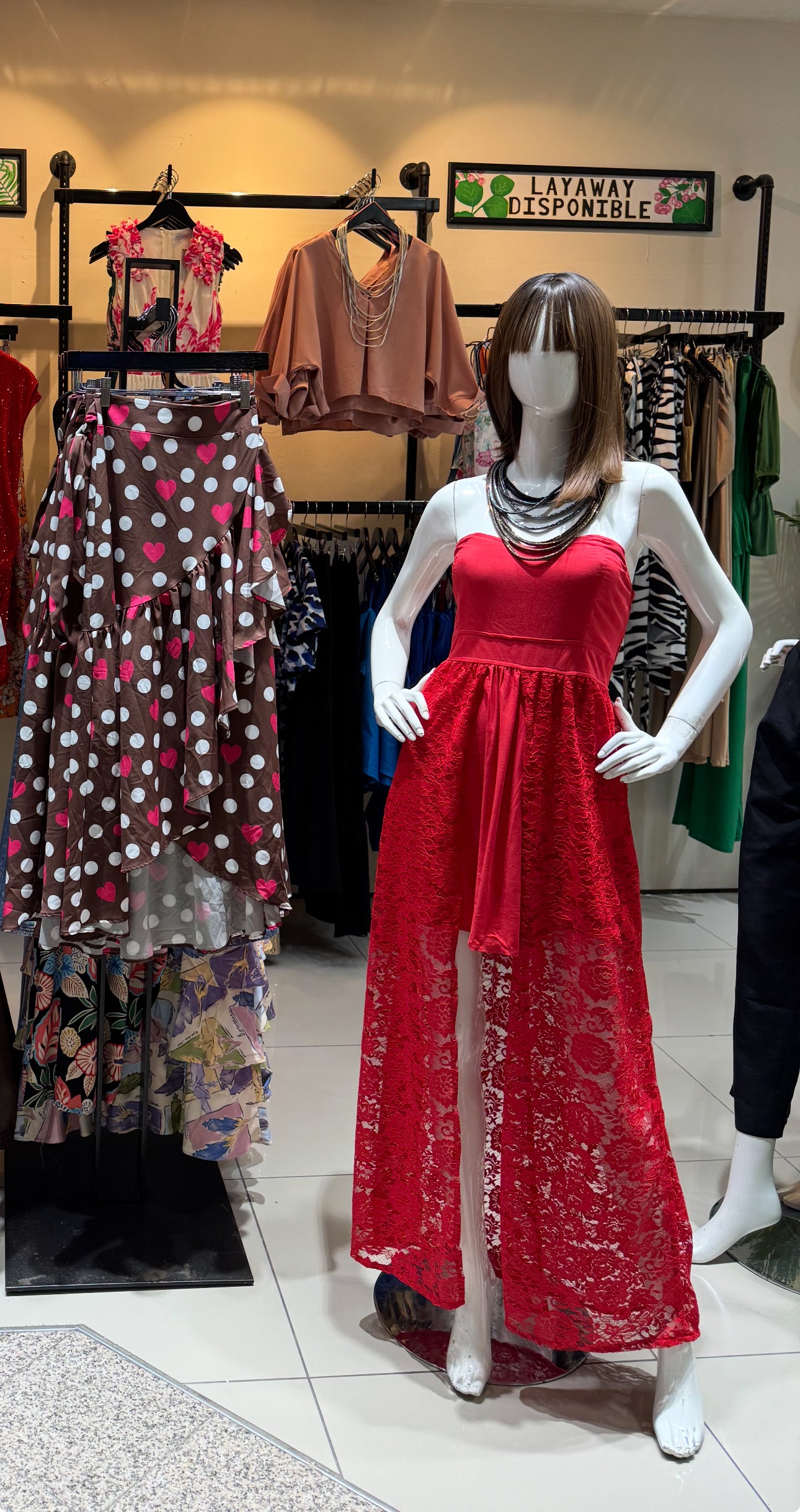 Red Lace Detail Dress