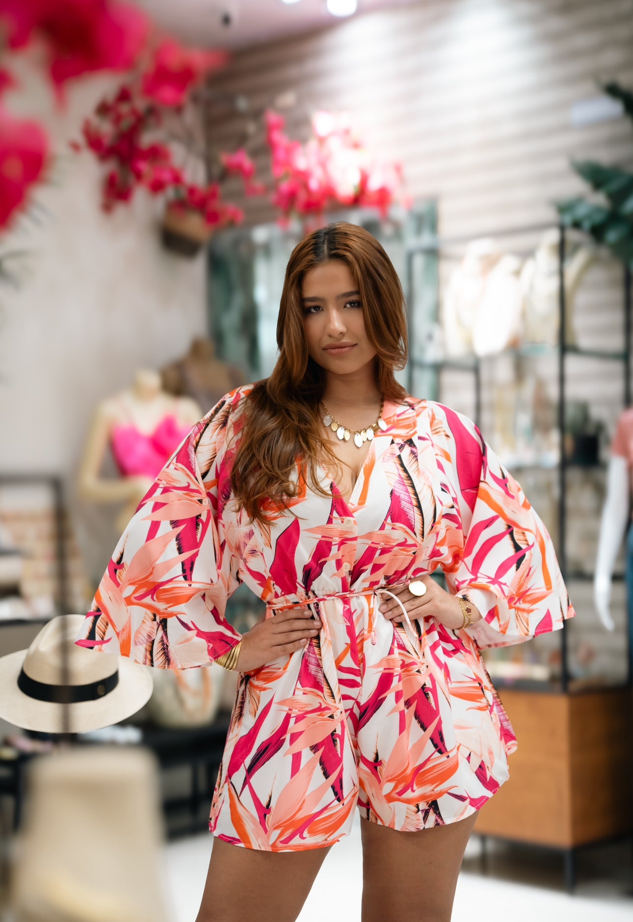 Pink Print Loose Romper