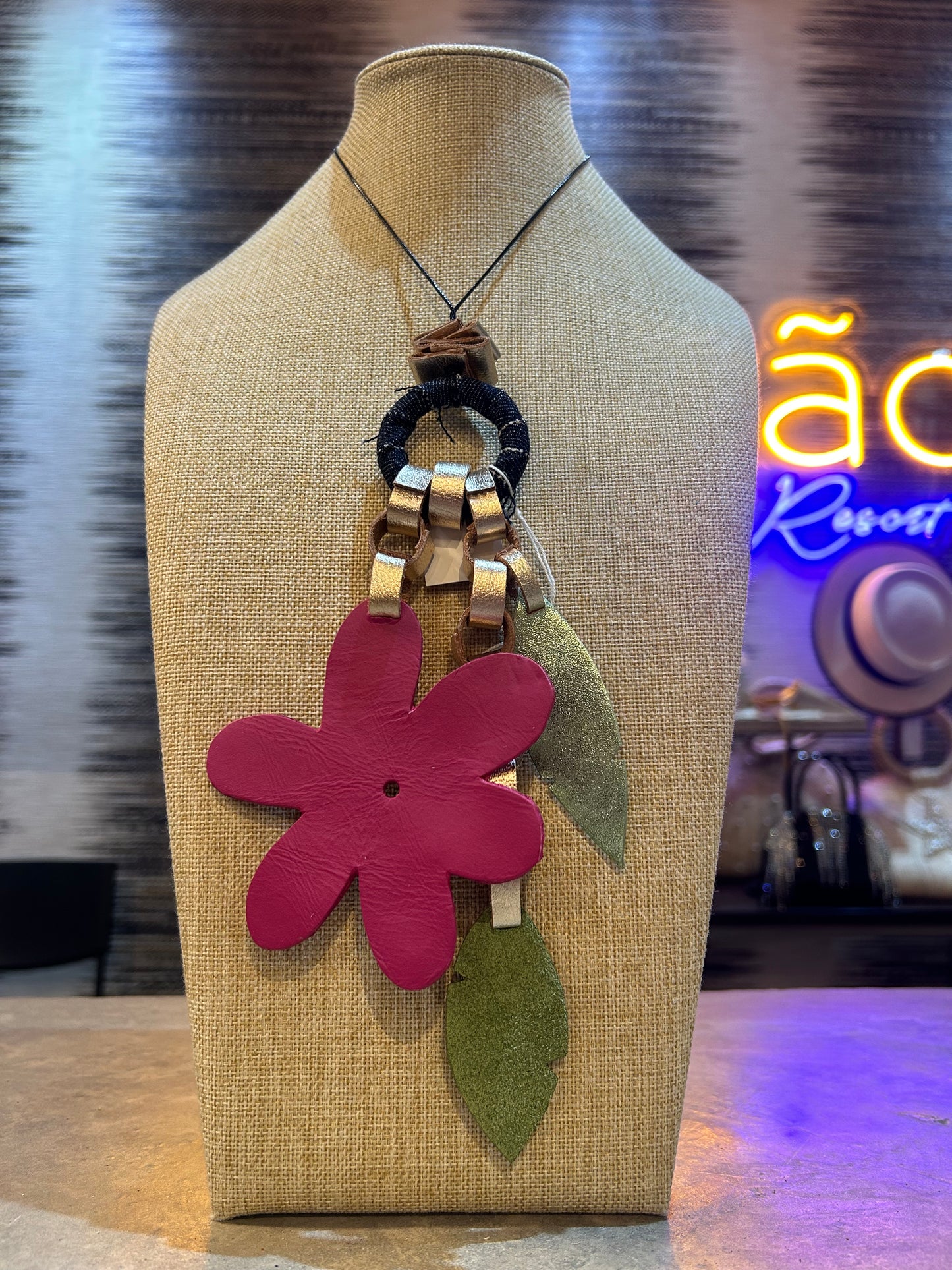 Flower Leather Necklace