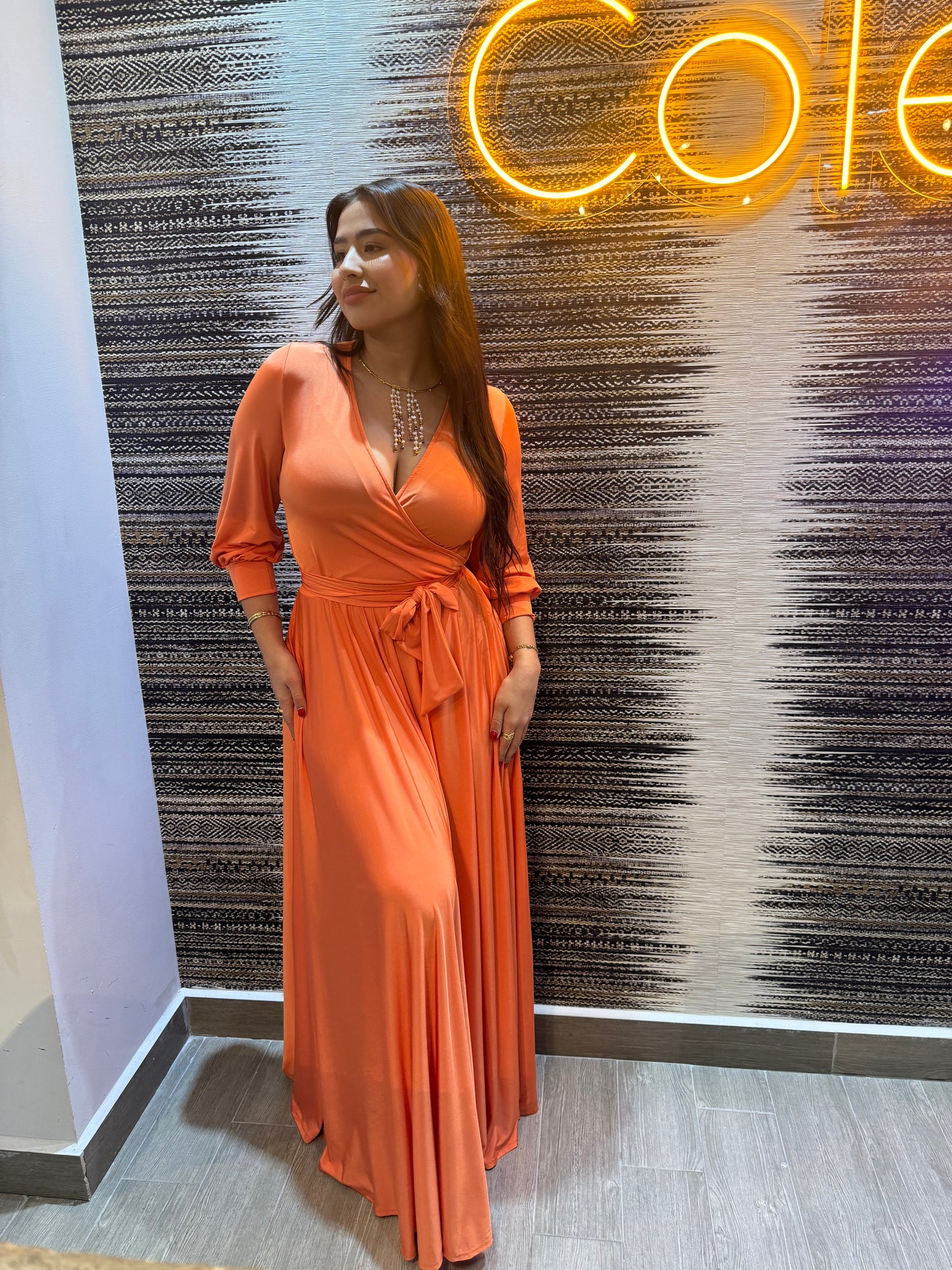 Solid Orange Maxi Dress