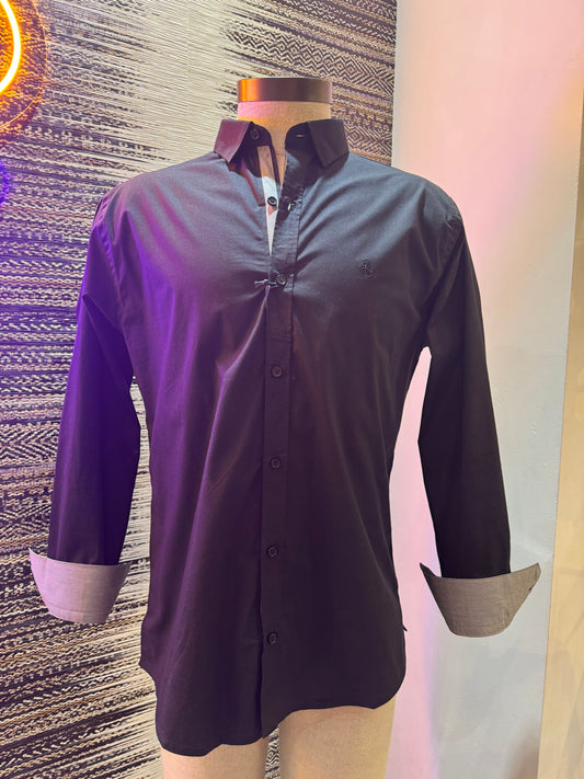 Black Long Sleeves Solid Shirt