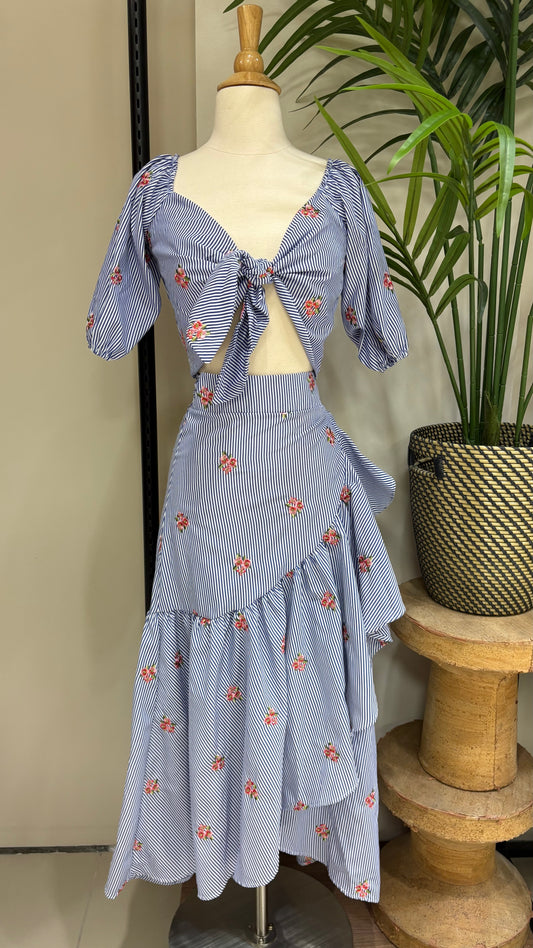 Ruffle Eyelet Wrap Skirt