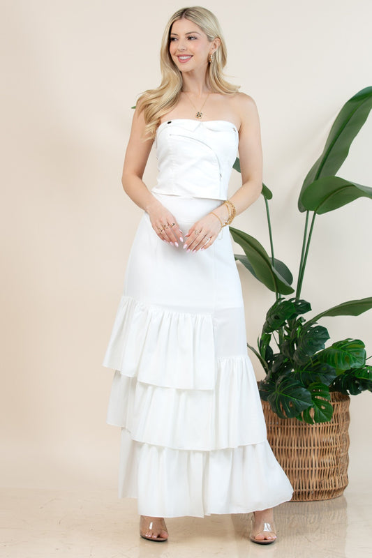 White Ruffle Elegant Skirt