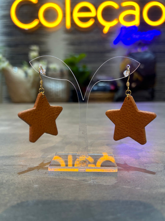 Leather Star Earrings