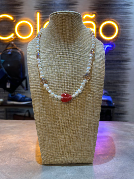 Pearls and Leaf Necklace