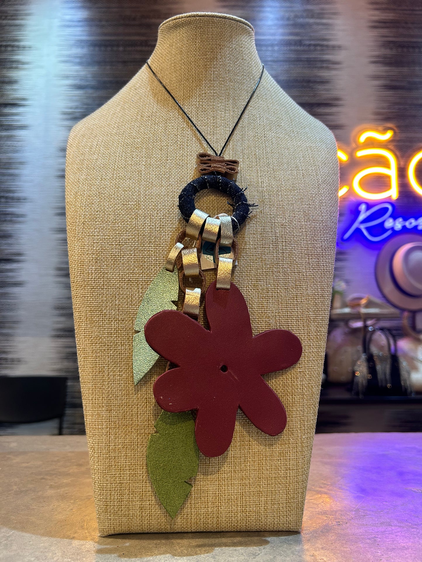 Flower Leather Necklace