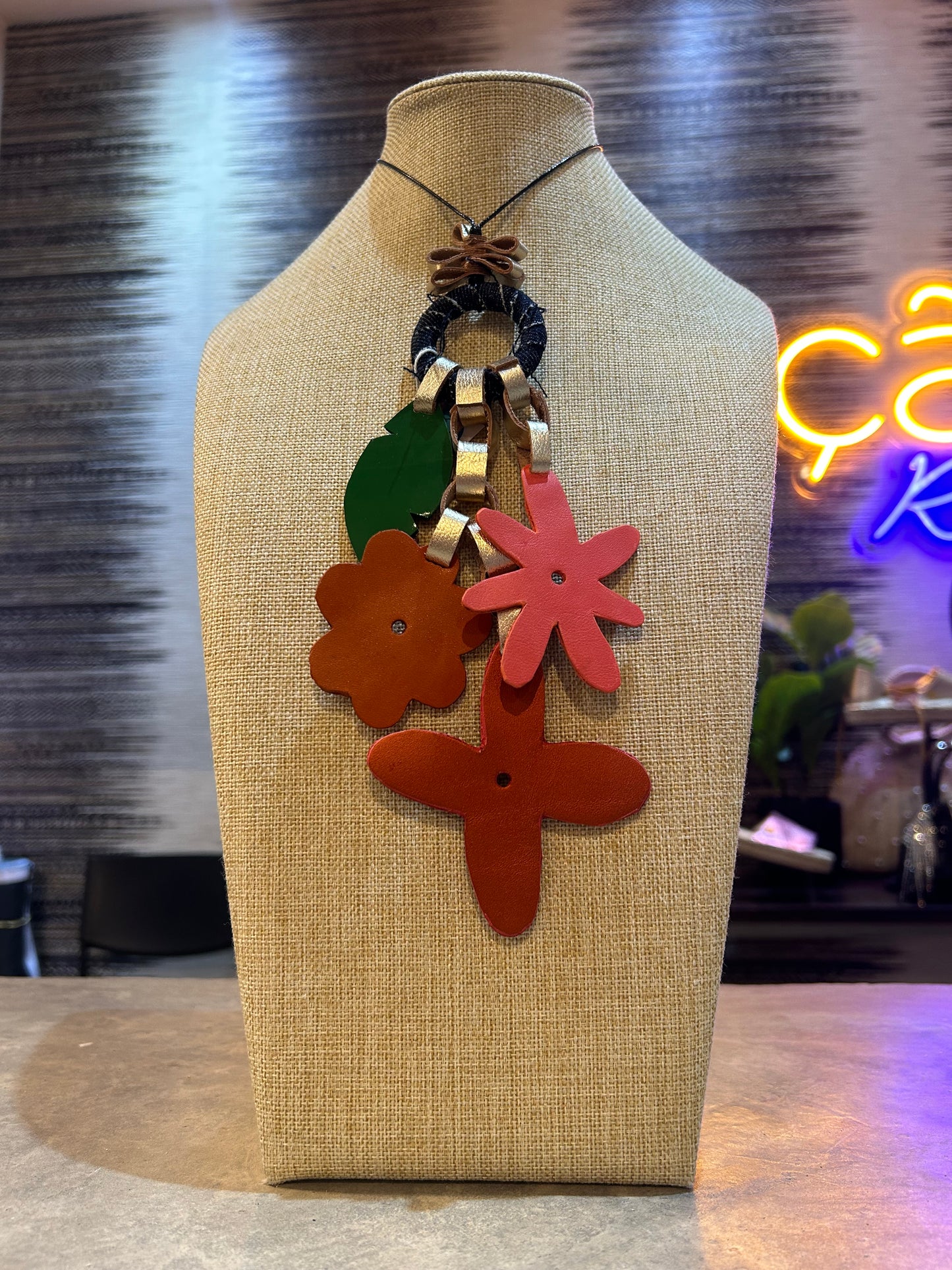 Flowers Leather Necklace