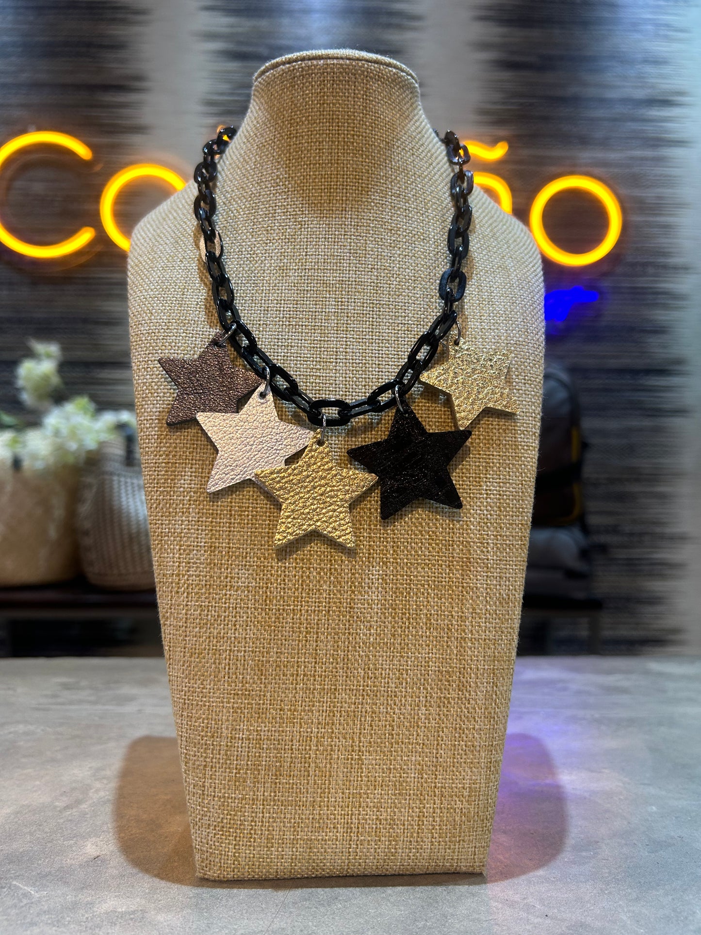 Stars Short Leather Necklace