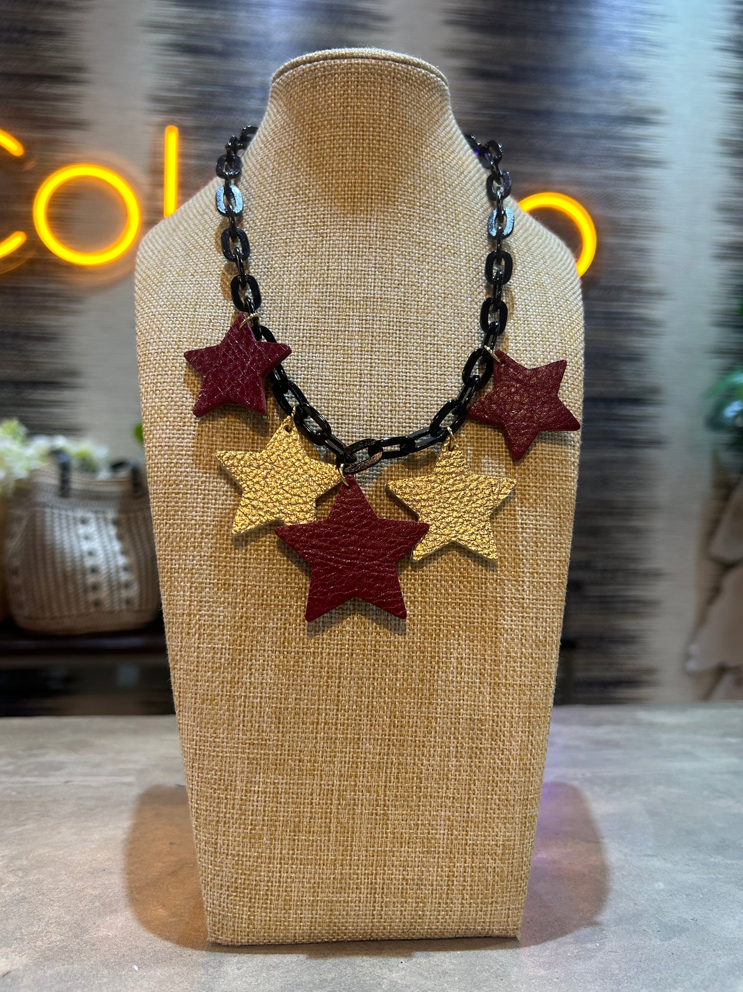 Stars Short Leather Necklace