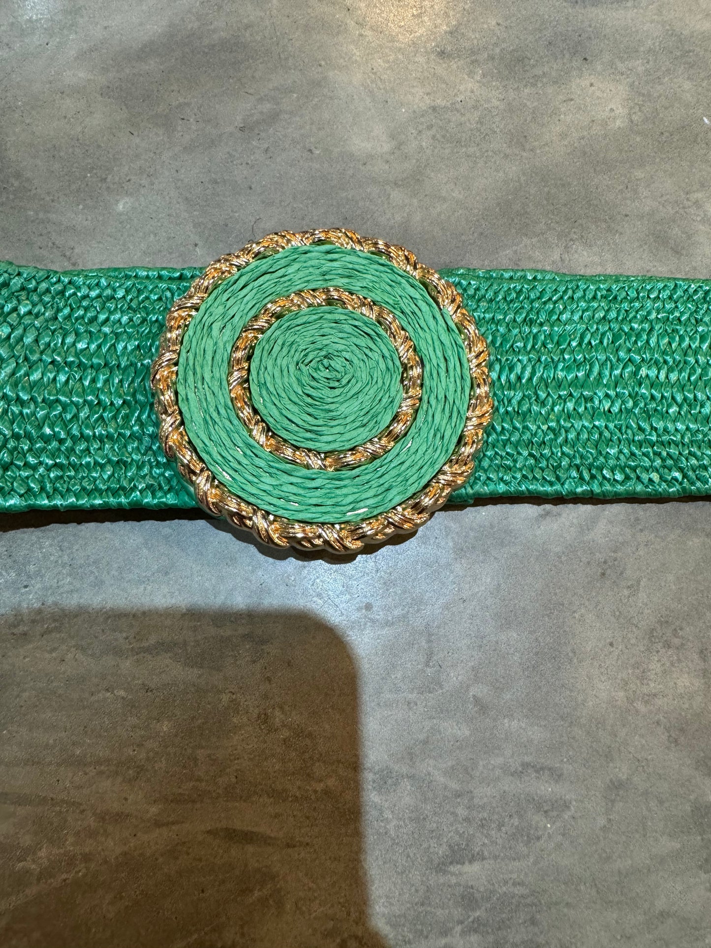 Big Raffia Circle Elastic Belt