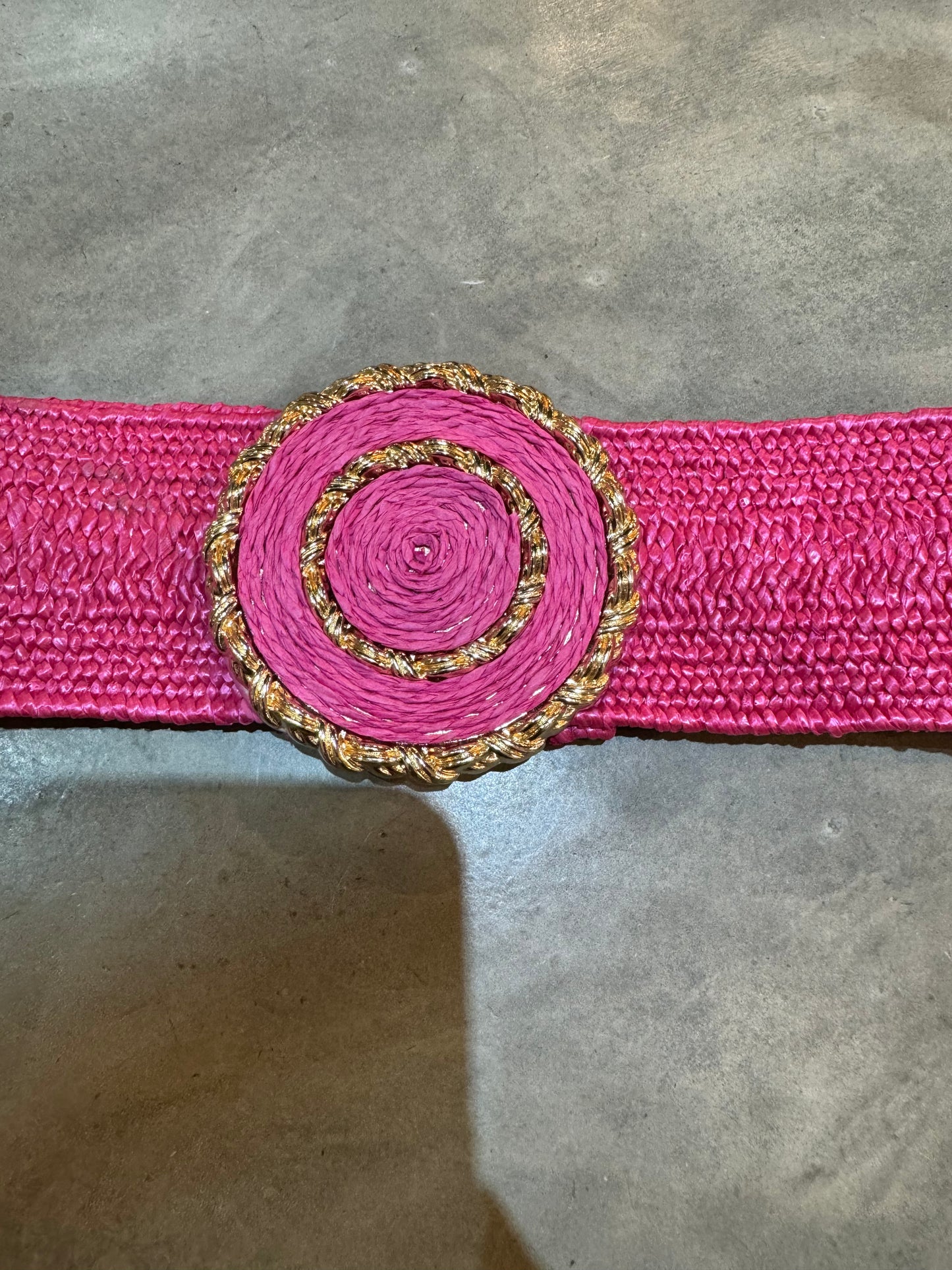 Big Raffia Circle Elastic Belt