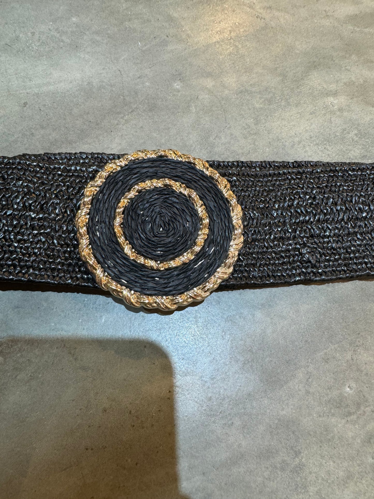 Big Raffia Circle Elastic Belt